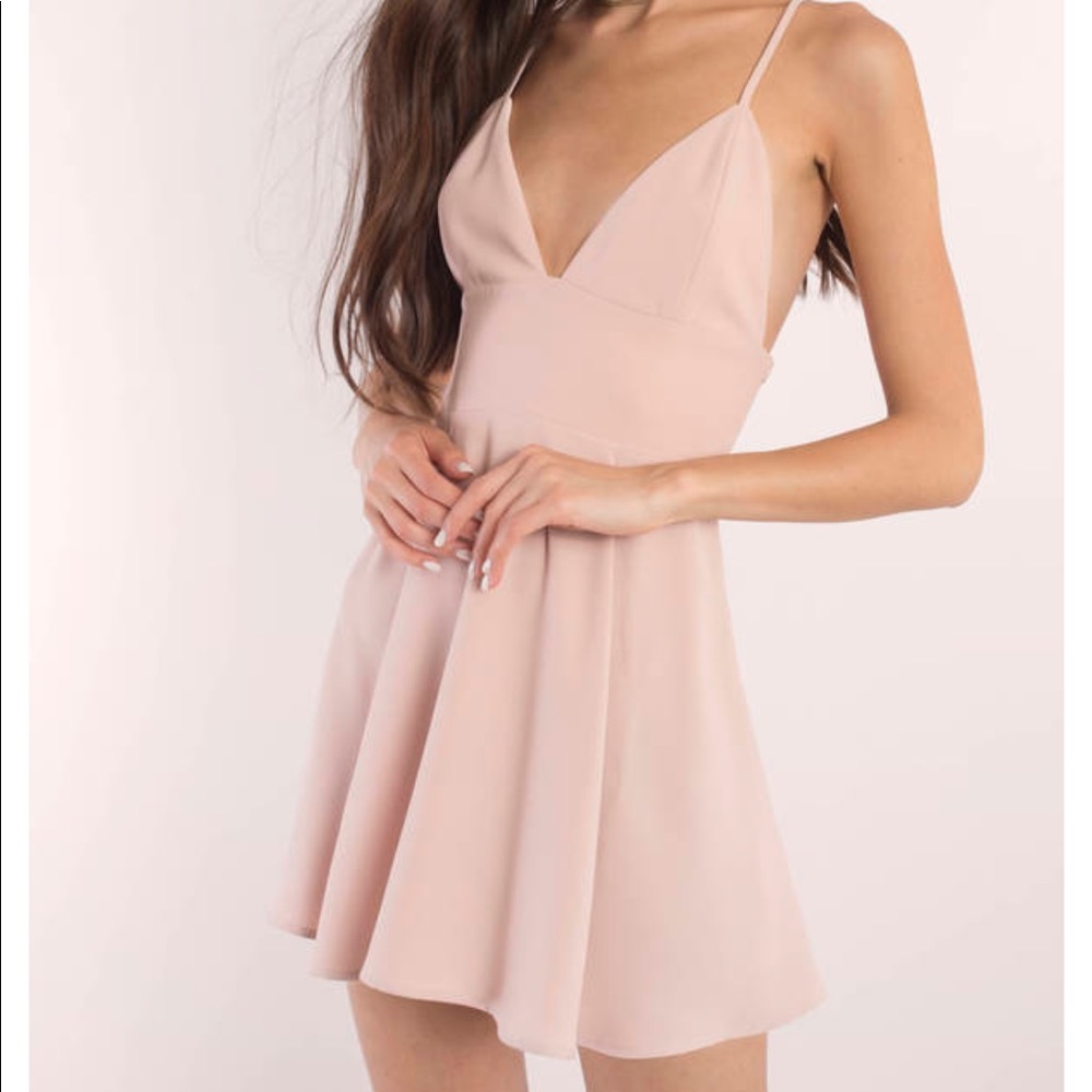 Strapped In Love Skater Dress in rose